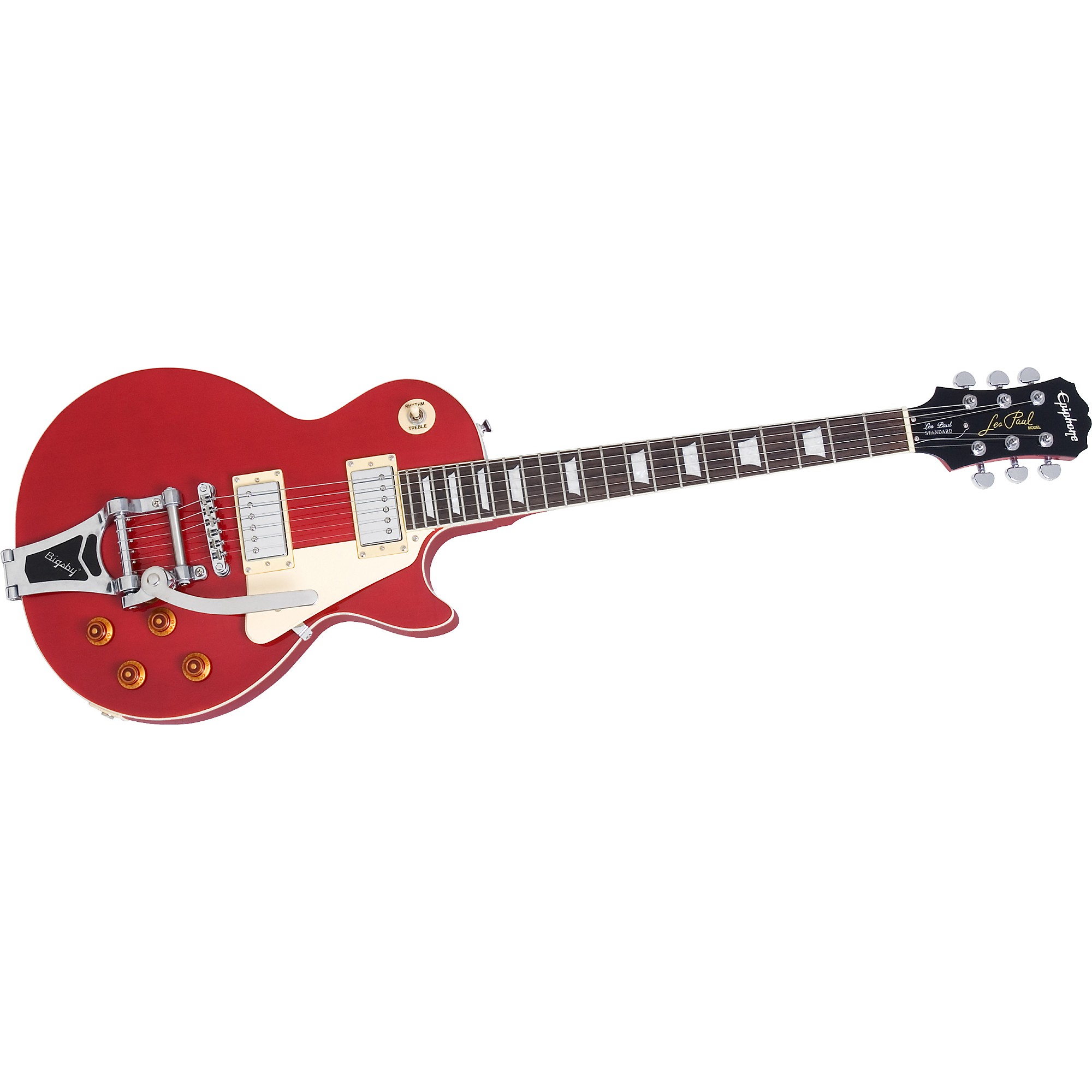Epiphone Limited-Edition Les Paul Standard Plain-Top Electric Guitar With  Bigsby Vibrato Transparent Red
