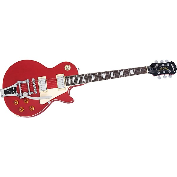 Epiphone Limited-Edition Les Paul Standard Plain-Top Electric Guitar With Bigsby Vibrato Transparent Red