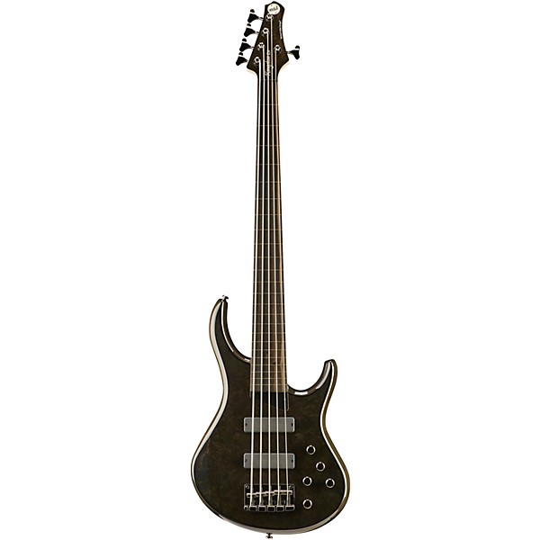 MTD Kingston ZX 5-String Fretless Electric Bass Guitar Transparent Black Ebonol Fretboard