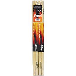 Zildjian Hickory Drumsticks, Buy 3 Get 1 Free 5A Wood Tip