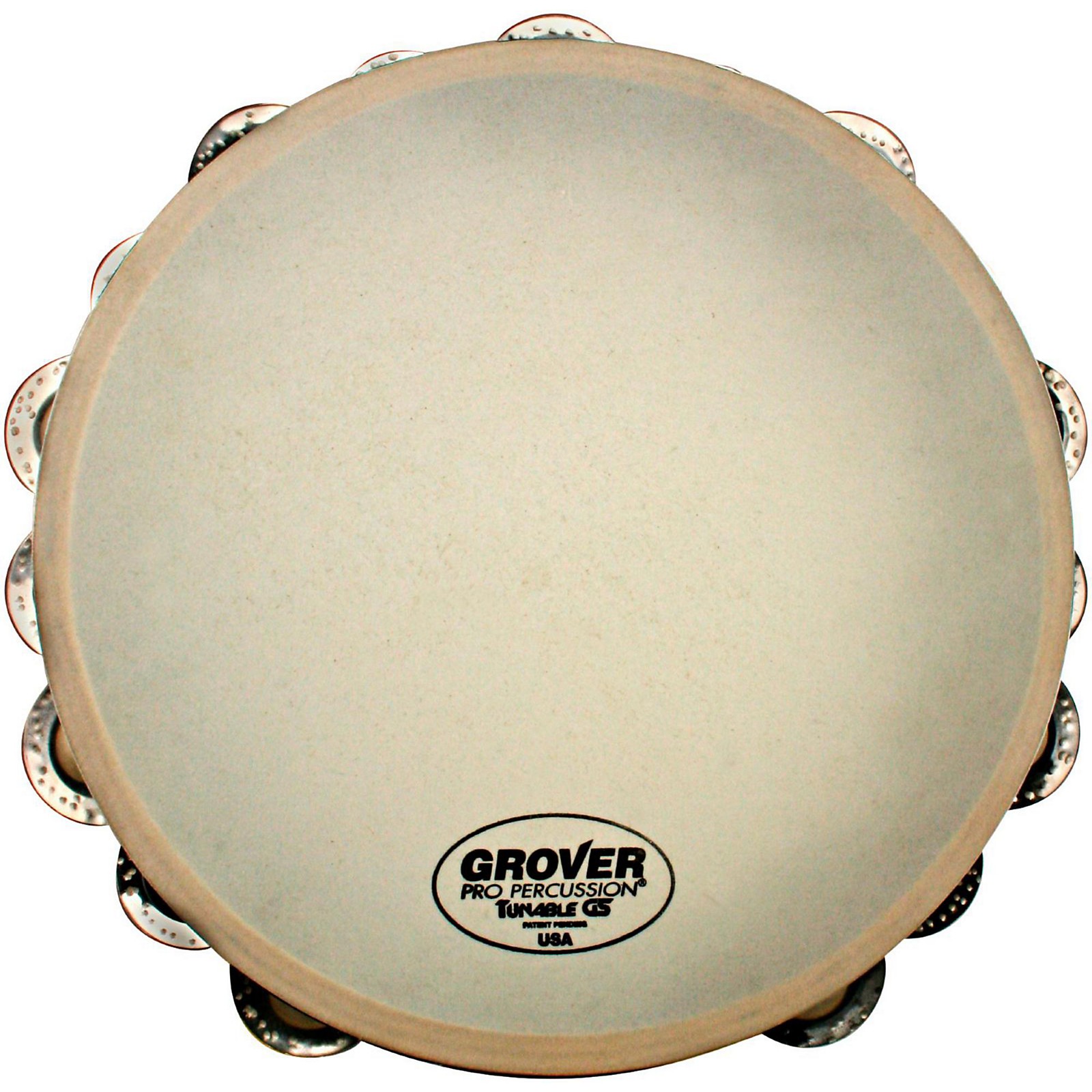 Grover Pro Synthetic Head Tambourine 10 in. Double Row German Silver