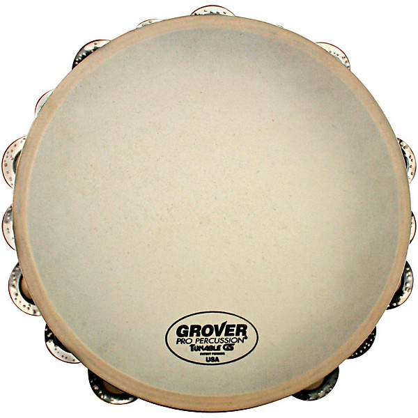 Grover Pro Synthetic Head Tambourine 10 in. Double Row German Silver Jingles