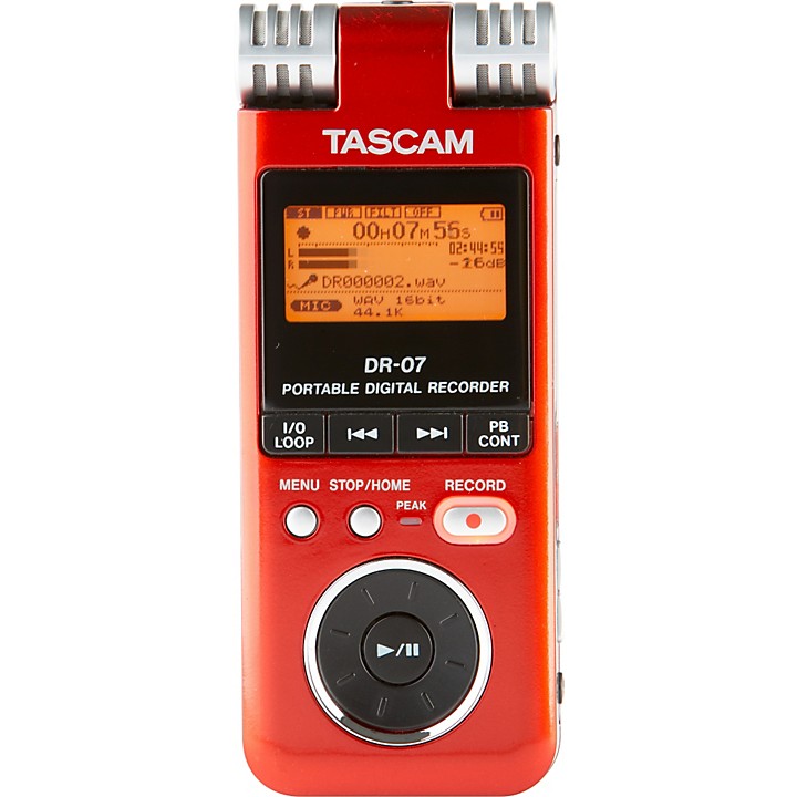 TASCAM DR-07 PORTABLE DIGITAL RECORDER Red | Guitar Center