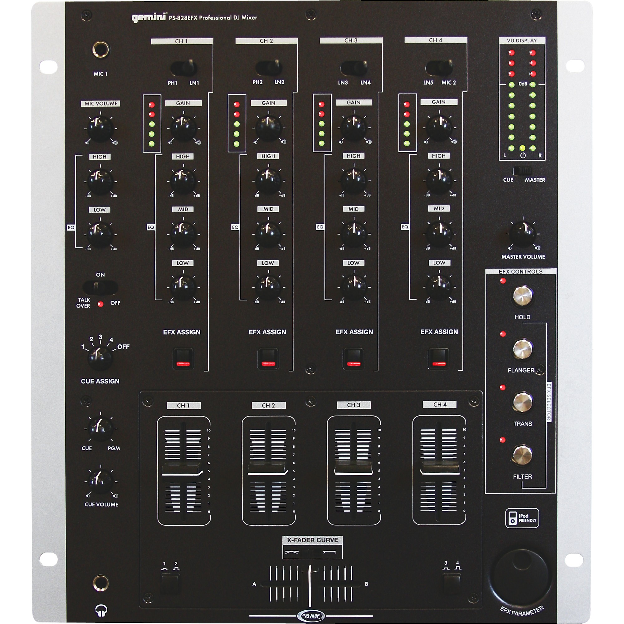 Restock Gemini PS-828EFX 4-Channel Stereo Mixer With Effects