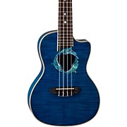 Luna Dolphin Concert Acoustic-Electric Ukulele Transparent Blue Flame Maple for sale