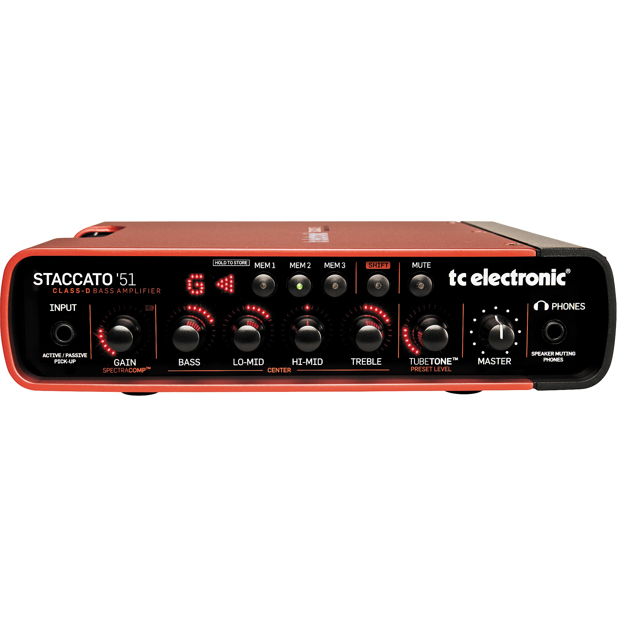 Staccato’51（TC Electronic）｜ベース用アンプヘッド Open Box TC Electronic Staccato'51 Bass Amp Head Red | Guitar Center