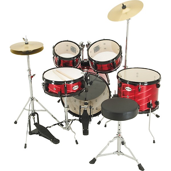 Pulse 5-Piece Junior Drum Set Laser Red