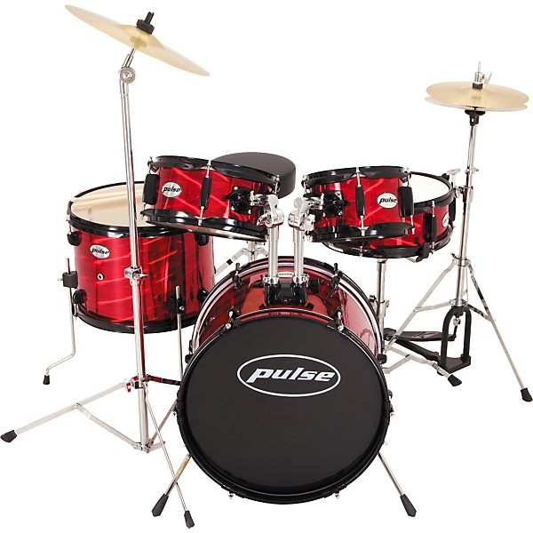 Pulse 5-Piece Junior Drum Set Laser Red