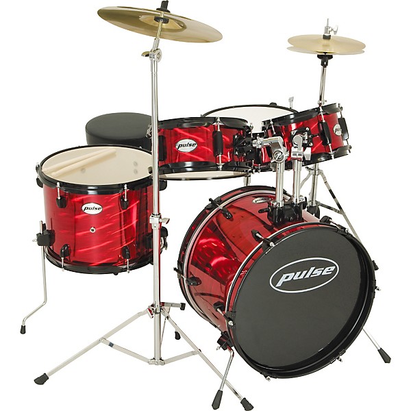 Pulse 5-Piece Junior Drum Set Laser Red
