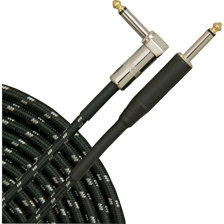 Musician's Gear Tweed Right Angle Instrument Cable Black 10 ft