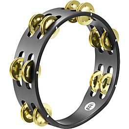 MEINL Compact Wood Tambourine Two Rows Brass Jingles Black