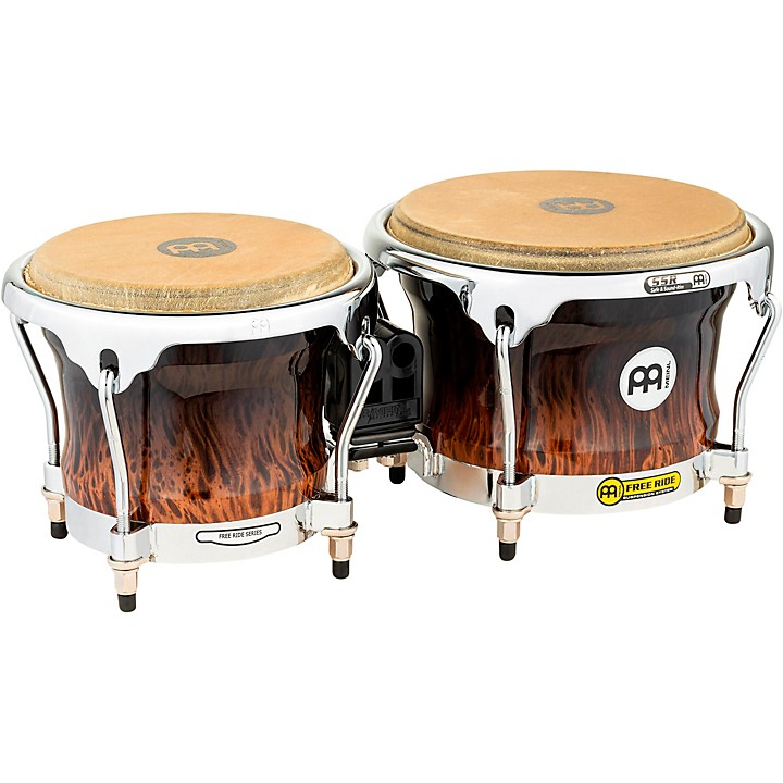 MEINL Free Ride Series High Gloss Wood Bongos Brown Burl 7 in. and 81/