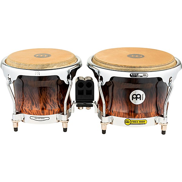 MEINL Free Ride Series High Gloss Wood Bongos Brown Burl 7 in. and 8-1/2 in.