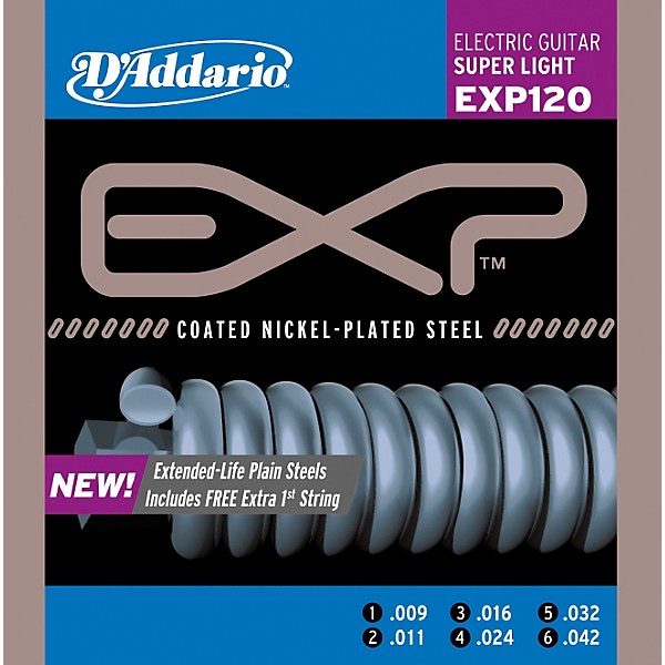 D'Addario EXL120-3D Super Light Electric Guitar Strings with Free EXP120