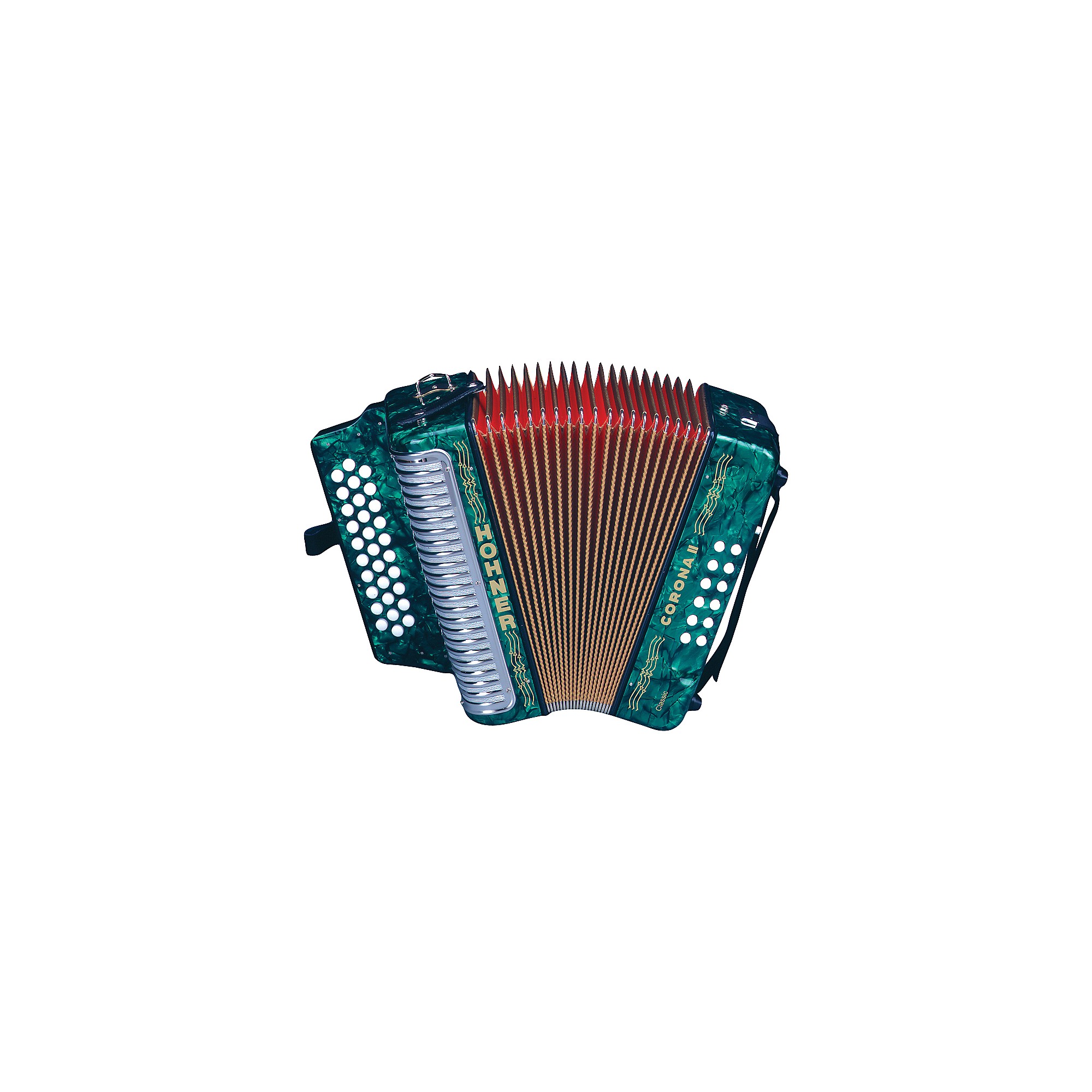 Hohner Corona II Classic GCF Accordion Pearl Green | Guitar Center, image size:2000x2000