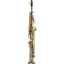 Open Box Allora Paris Series Professional Straight Soprano Saxophone with 2 Necks Level 2 AASS-806 - Black Nickel Body - Brass Lacquer Keys 190839291868