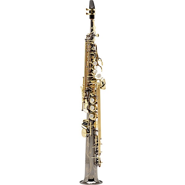 Open Box Allora Paris Series Professional Straight Soprano Saxophone with 2 Necks Level 2 AASS-806 - Black Nickel Body - B...