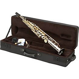 Open Box Allora Paris Series Professional Straight Soprano Saxophone with 2 Necks Level 2 AASS-806 - Black Nickel Body - Brass Lacquer Keys 190839291868