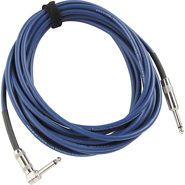 Lava Blue Demon Instrument Cable, Straight to Right Angle Blue 15 ft.