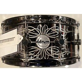 Used ddrum 6.5X14 Reflex Tattooed Lady Engraved Black Steel Snare Drum