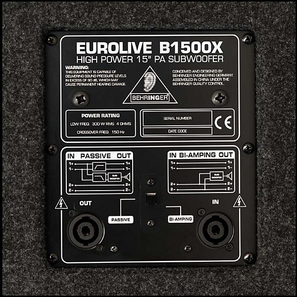 Behringer 　B1500HP　サブウーファー 　2200W 　15インチ Amazon.com: Behringer EUROLIVE B1500XP High-Performance