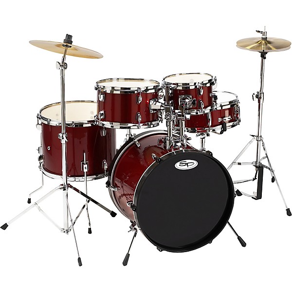 Sound Percussion Labs 5-Piece Junior Drum Set with Cymbals Wine Red