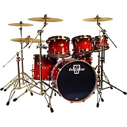 Ludwig Epic 6-Piece Power Shell Pack with Vintage Bronze Rims & Lugs Deep Red Fade