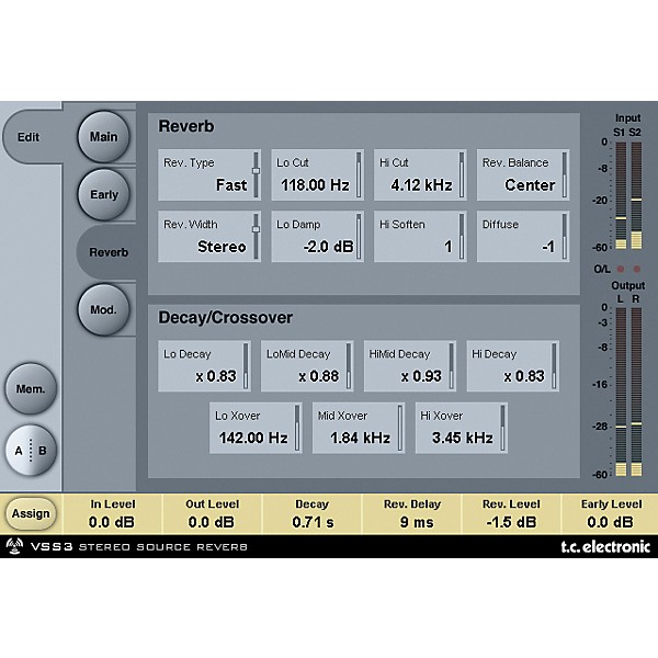 TC Electronic VSS3 TDM Stereo Source Reverb Plug-In