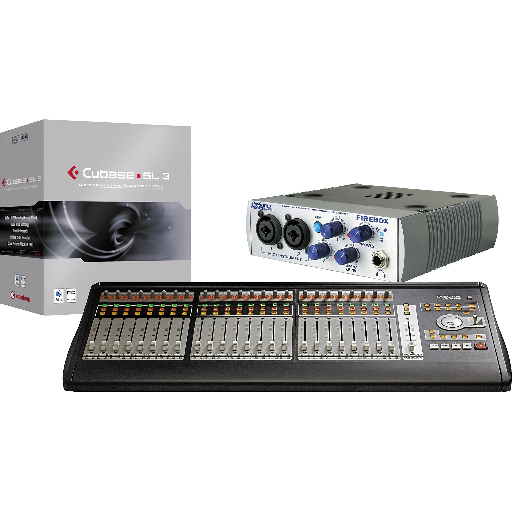 TASCAM US-2400 FIREBOX Cubase SL Computer Recording and Mixing Bundle | Guitar Center