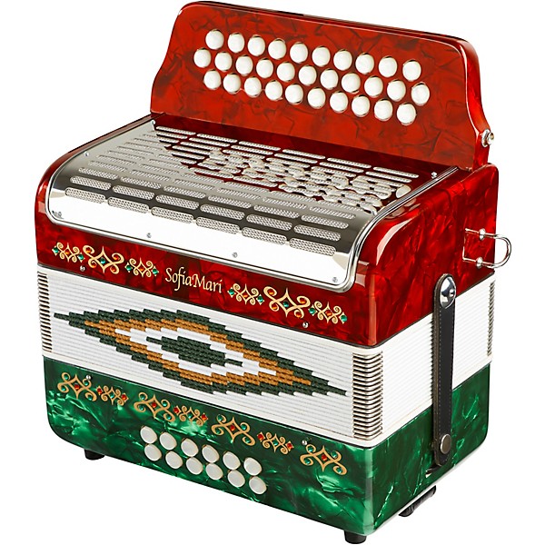 Open Box SofiaMari SM-3112 31-Button 12 Bass Accordion GCF Level 2 Red and Green Pearl 190839039507
