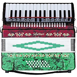 SofiaMari SM-3232 32 Piano 32 Bass Accordion Red and Green Pearl