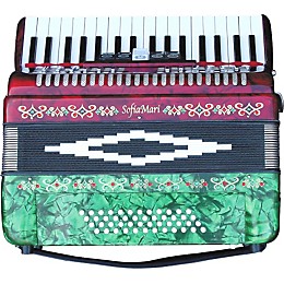Open Box SofiaMari SM-3448 34 Piano 48-Bass Accordion Level 1 Red and Green Pearl