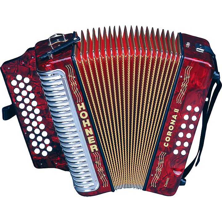 Hohner 3522 Corona II Classic GCF Accordion Red Pearl