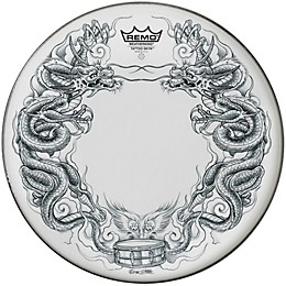 Remo Powerstroke Tattoo Skyn Bass Drumhead, White 22 in. Dragon Skyn Graphic