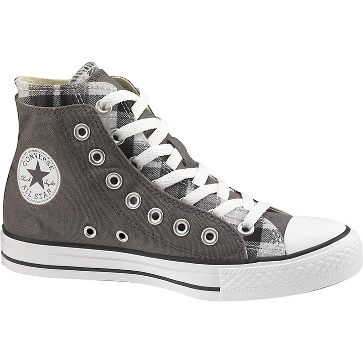 Converse Chuck Taylor All Star High Top Double Upper Plaid Shoes Gray 8 | Guitar