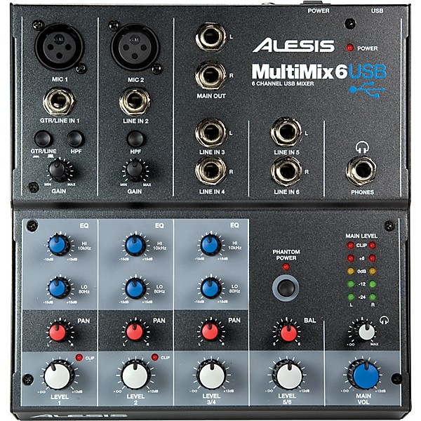 Alesis MultiMix 6 USB アナログミキサー Open Box Alesis MultiMix 6 USB Mixer | Guitar Center