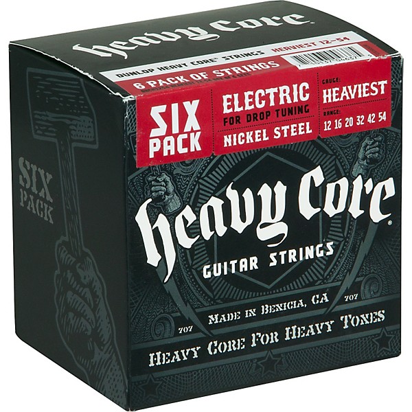 Dunlop Heavy Core Electric Guitar Strings Heaviest 6-Pack