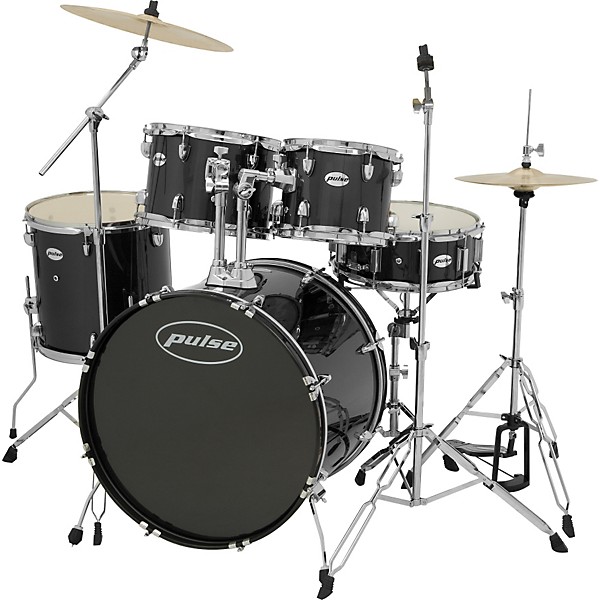 Pulse 5-Piece Standard Drum Set With Cymbals Black