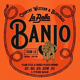 La Bella 730-LE Nickel-Plated Wound Loop-Ends 5-String Banjo Strings - Medium