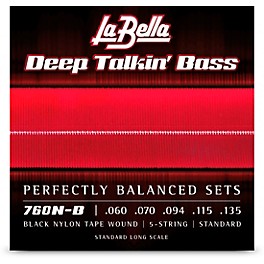 La Bella 760N-B Deep Talkin' Bass Black Nylon Tape Wound 5-String Bass Strings - Standard
