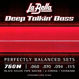 La Bella 760N Deep Talkin' Black Nylon Tape Wound 4-String Bass Strings - Standard