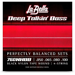 La Bella 760NNHBB Deep Talkin' Bass Black Nylon Tape Wound Bass Strings for Beatle Bass