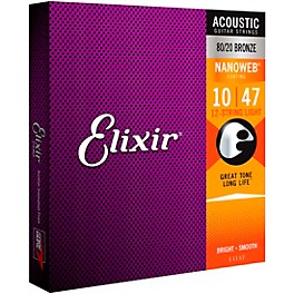 Elixir 80/20 Bronze 12-String Acoustic Guitar Strings with NANOWEB Coating, Light (.010-.047)