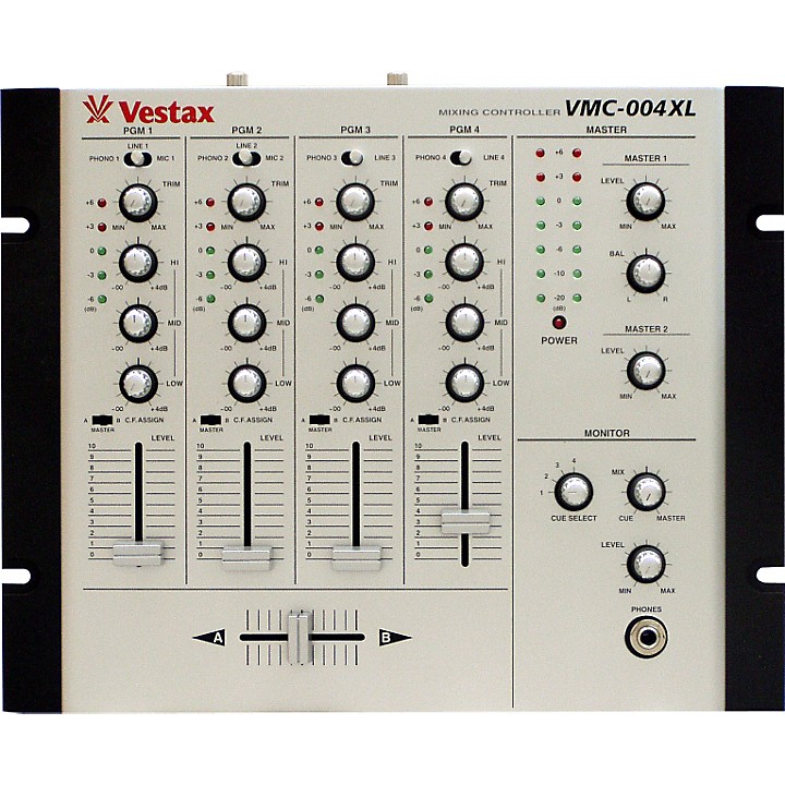 Restock Vestax VMC-004XL 4-Channel DJ Mixer Silver | Guitar Center