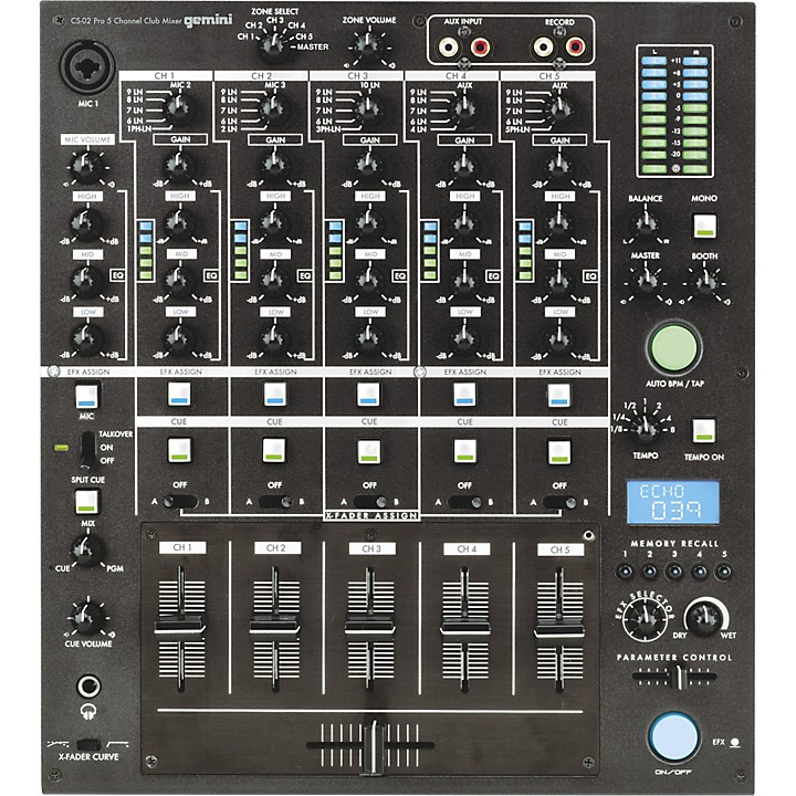 Restock Gemini CS-02 Professional 5-Channel Stereo DJ Mixer