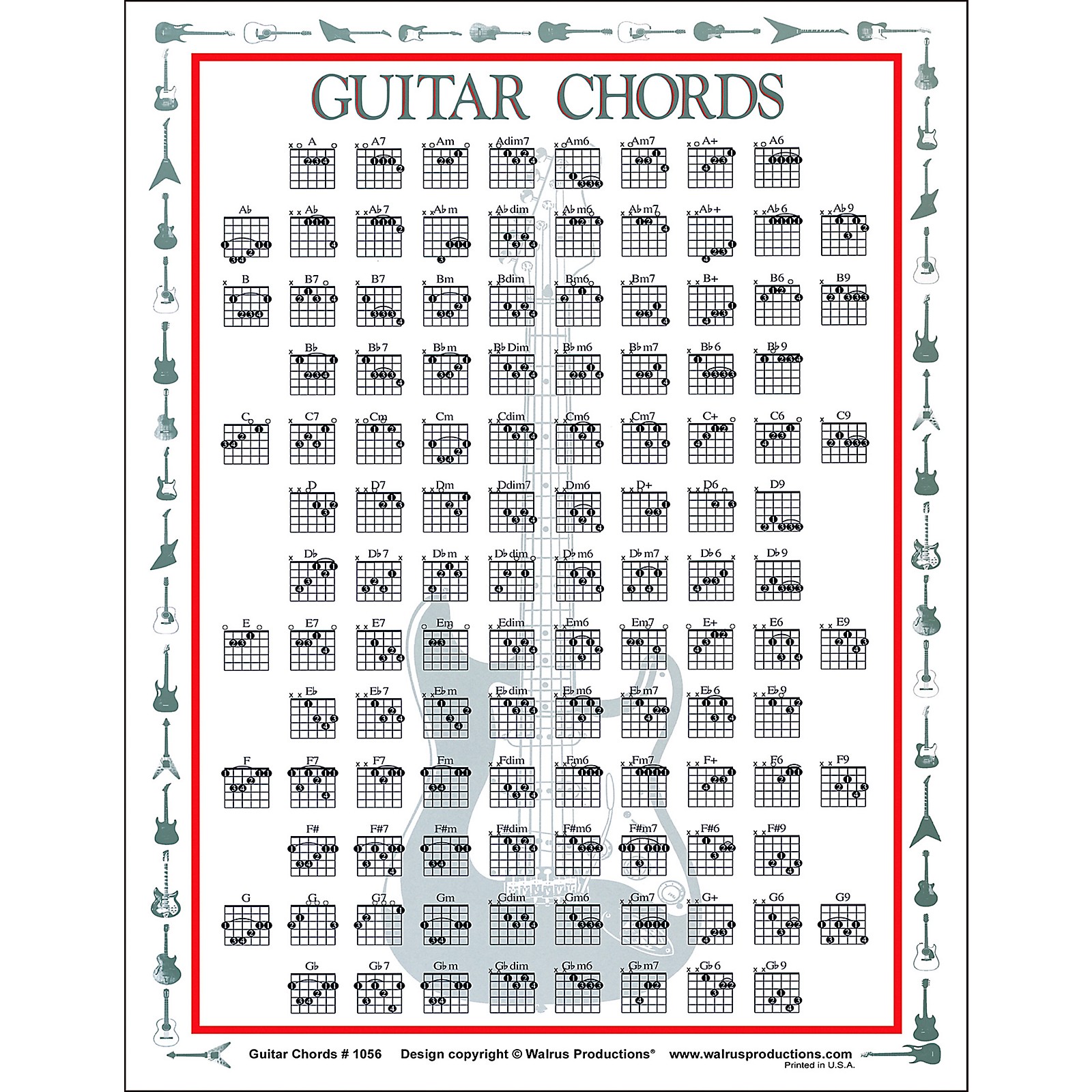 Walrus Productions Guitar Chord Mini Chart | Guitar Center