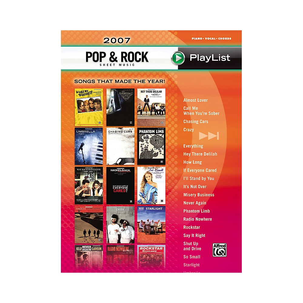 Alfred 2007 Pop And Rock Sheet Music Playlist Book