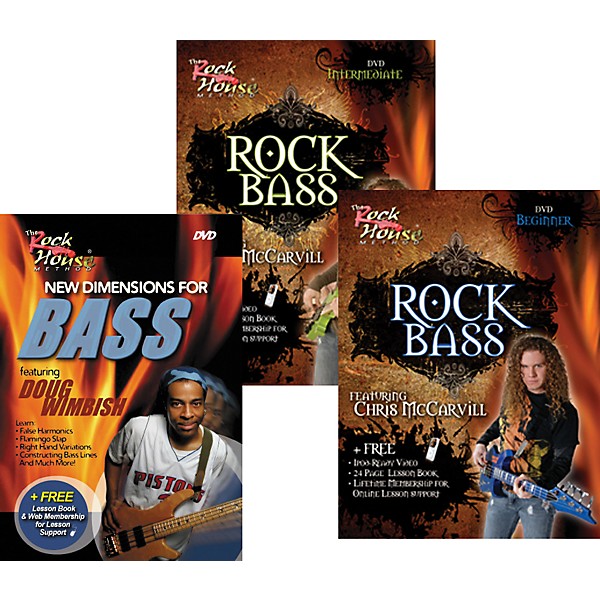 Rock House Learn Rock Bass Beginner, Intermediate, and New Dimensions for Bass (3-DVD Set)