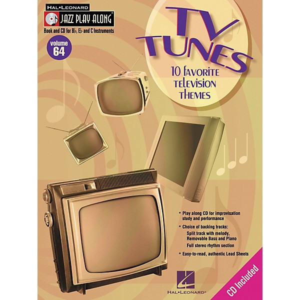 Hal Leonard TV Tunes - 10 Favorite Television Themes Jazz Play Along Volume 64 Book with CD