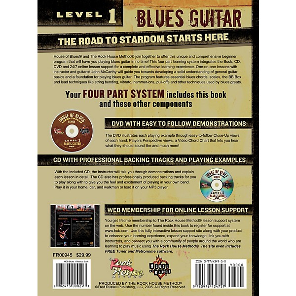 House of Blues Learn to Play Blues Guitar  Level 1 Book/CD/DVD